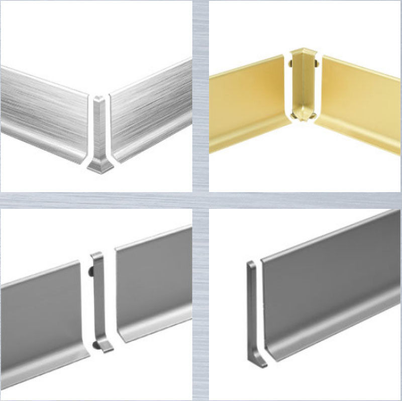 Self Adhesive Aluminum Skirting Profile 60mm Curved Metal Coved Skirting Board