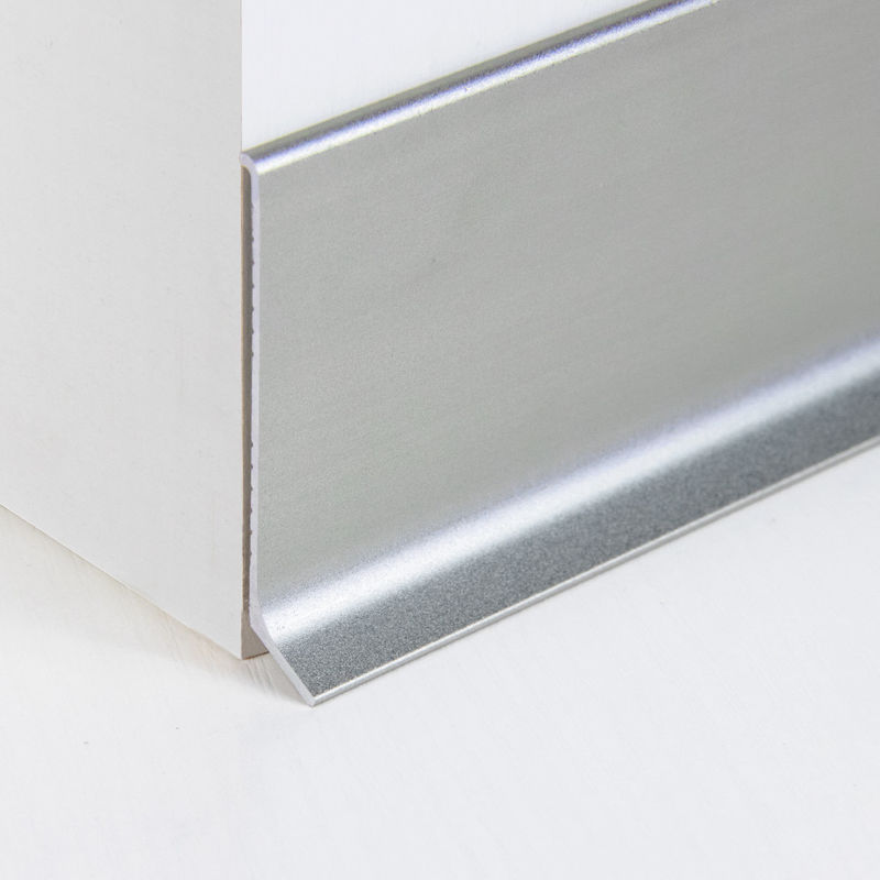 Brushed Silver Aluminium Skirting Board 60mm For Wall Edge Protection