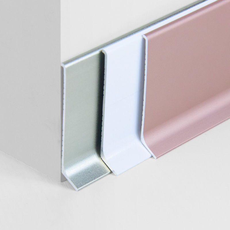 Brushed Silver Aluminium Skirting Board 60mm For Wall Edge Protection